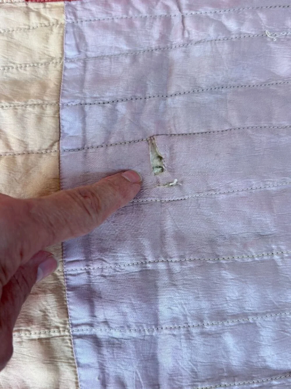 Vintage 1960s Strip Scrap 2-Sided Quilt Treadle Sewing Machine Quilted 80x72